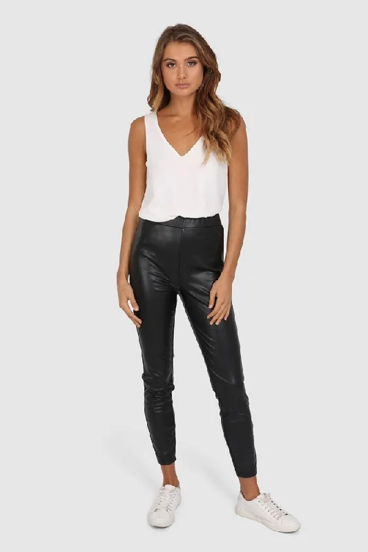 Major Deal Lost In Lunar Lex Leatherette Pants Black