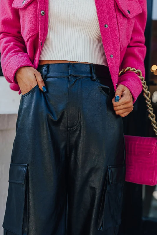 Top Pick The Jenika High Waist Faux Leather Cargo Pants