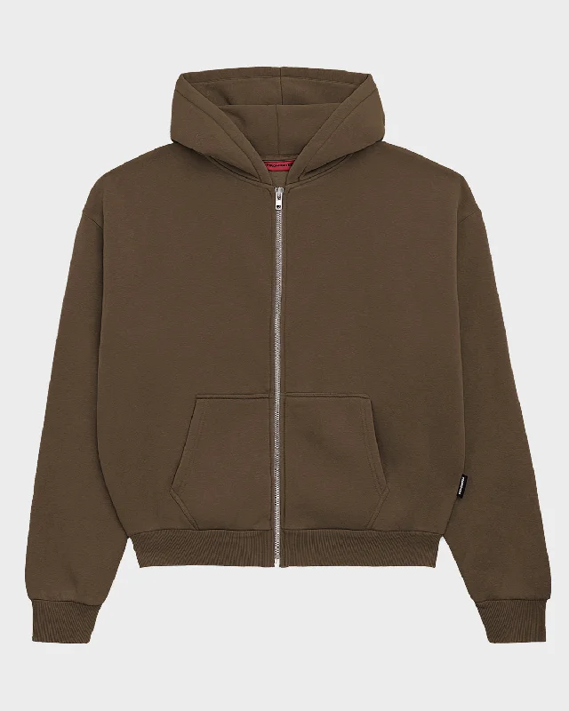 Oversized Zip-Hoodie Mokka (Stone Washed)