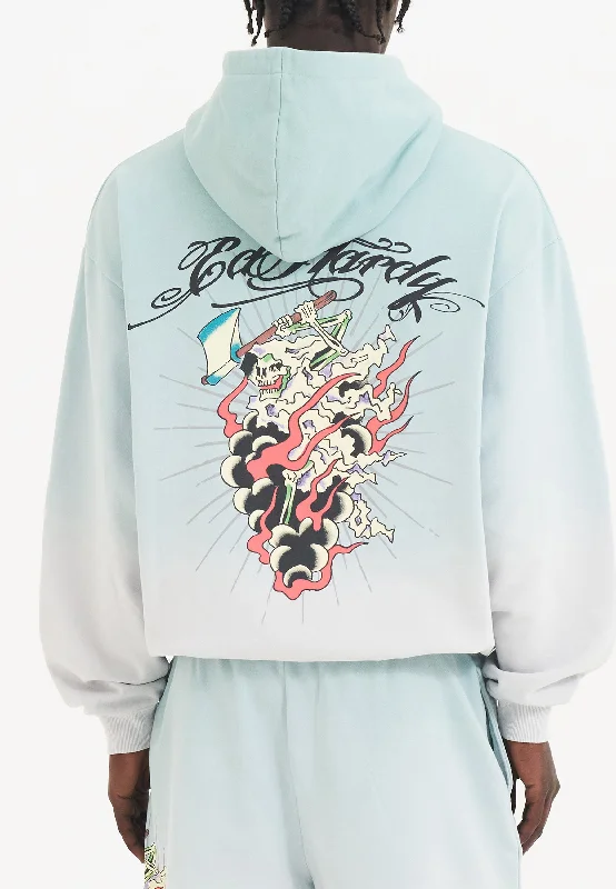 Daily Deals Mens Death Fighter Graphic Hoodie - Light Green/Grey