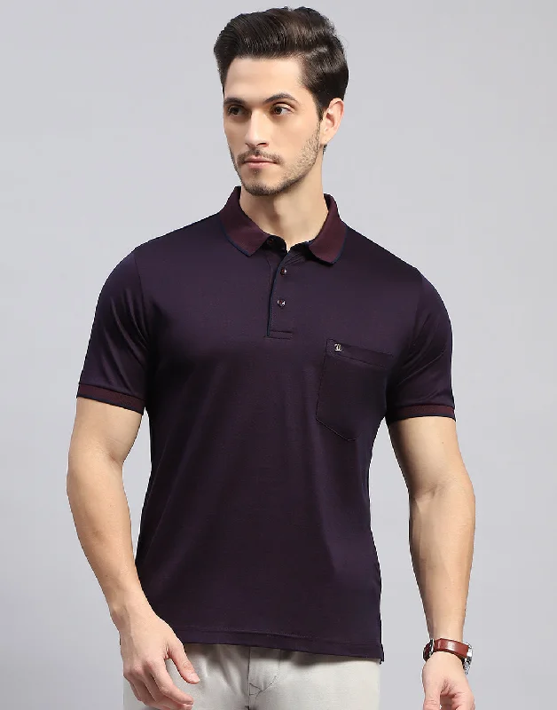 Act Fast Men Maroon Solid Polo Collar Half Sleeve T-Shirt