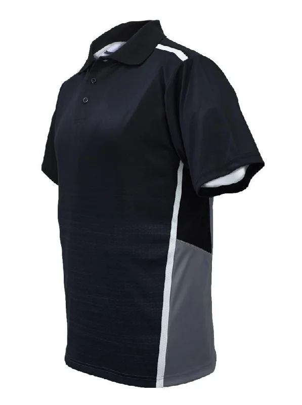 Discount Deals Sublimated Panel Golf Polo - Black/Grey
