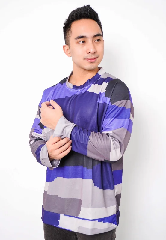 NW002 sweater oversize lightweight loreng garis garis multicolor biru hitam abu unisex efek rajut