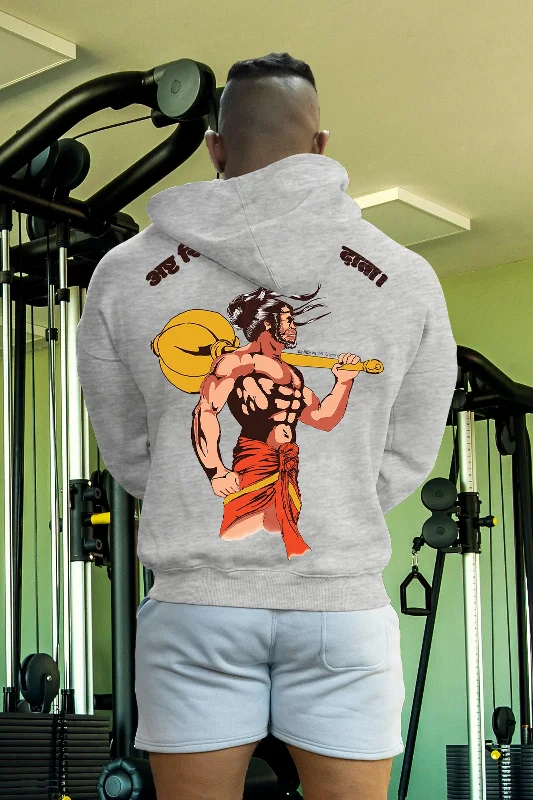 THE SON OF ANJANA LORD HANUMAN HOODIE (GREY MELANGE)