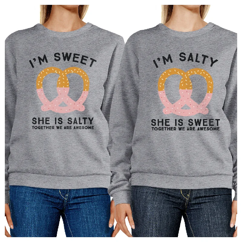 Can't Beat Sweet And Salty BFF Matching Grey Sweatshirts