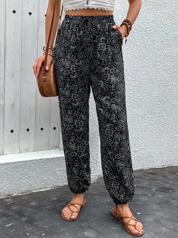 Weekend Bargains Galore Printed High Waist Pants