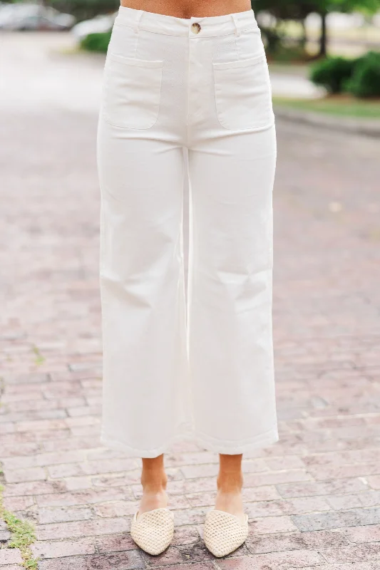 Weekend Offers That Shine Talk Later Ivory White Wide Leg Pants