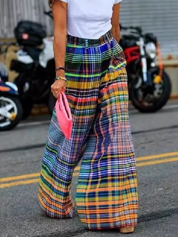 Today's Deal Full Size Plaid Wide Leg Pants