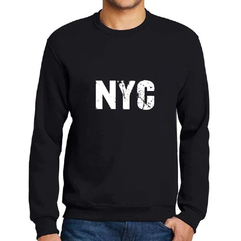 Special Discount Men's Printed Graphic Sweatshirt Popular Words NYC Deep Black