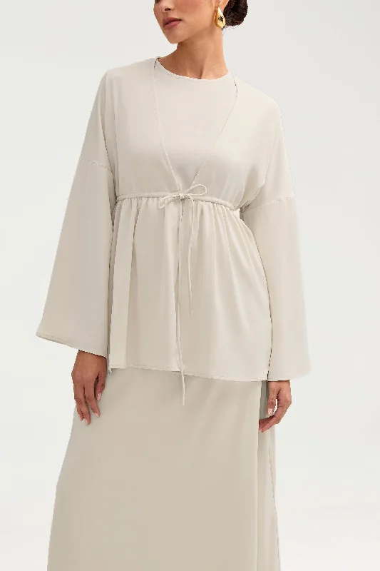 Savings Galore Deal Mania Samia Satin Tie Front Top - Stone