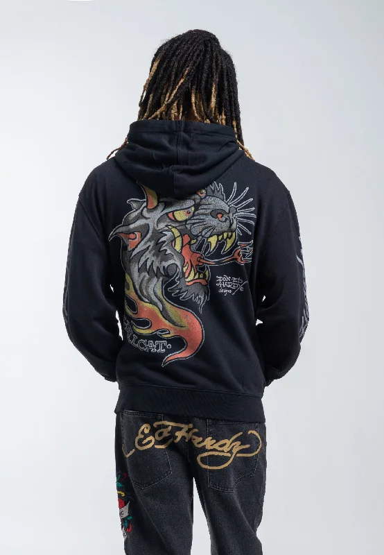 Flash Sale Mens Hell Catz Zip Through Hoodie - Black