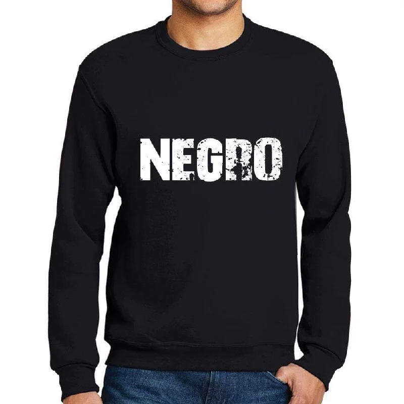 Men's Printed Graphic Sweatshirt Popular Words NEGRO Deep Black