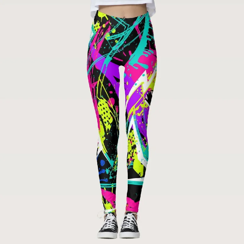Mega Discount Color Graffiti Printing Trousers Plus Size