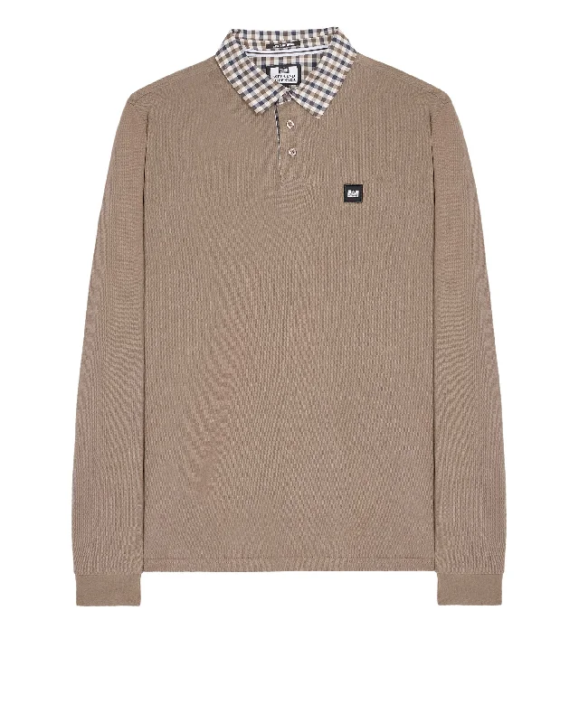 Super Deal Walker Long Sleeve Polo Shirt Mocha Brown/Mid House Check