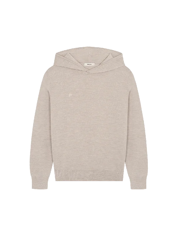 New Markdowns Mens DNA Regenerative Merino Wool Hoodie—stone marl