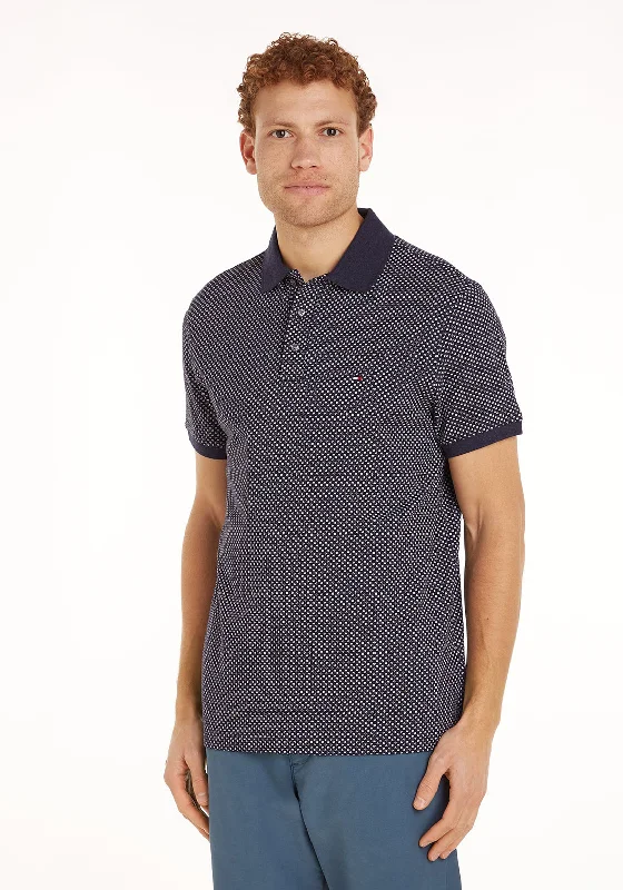 Stock Clearance Tommy Hilfiger Pique Microprint Polo Shirt, Desert Sky Melange