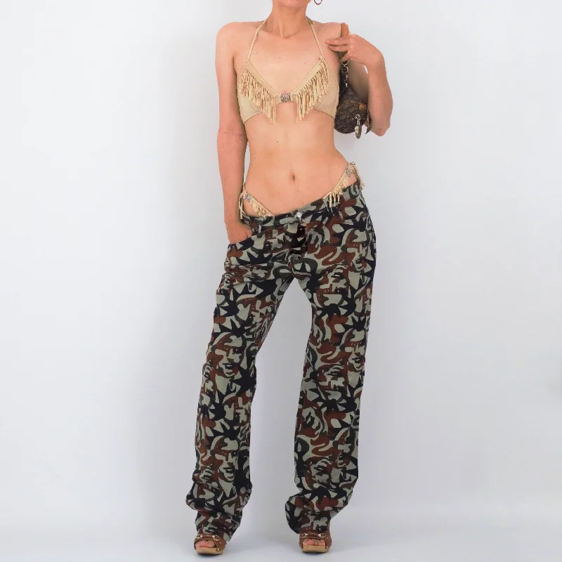 Weekend Offers That Shine Jean-Paul Gaultier 1990s face camouflage jeans - M
