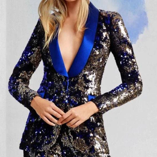 Big Deal Eleanor Metallic Sequined Classic Pant Suit