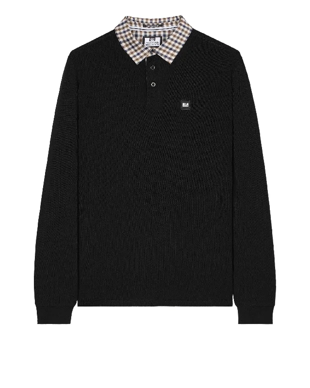Online Exclusive Walker Long Sleeve Polo Shirt Black/Mid House Check