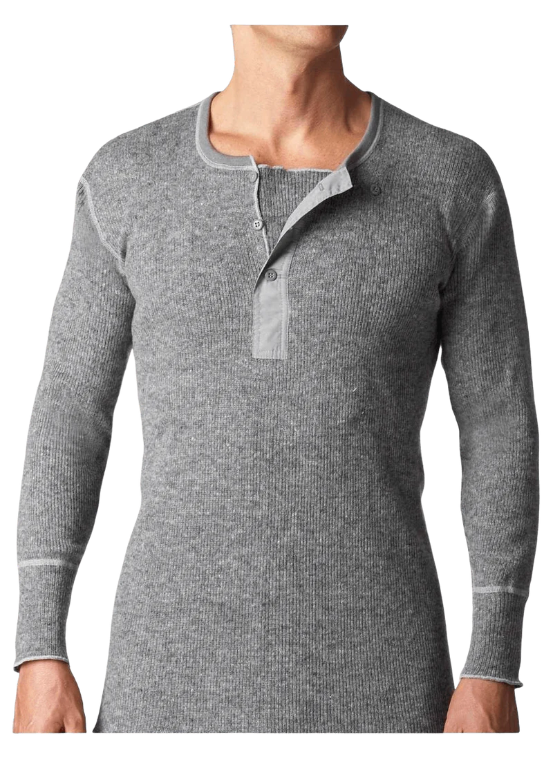 Stanfield's Heritage Heavy Weight Wool Henley #1328  551 grey