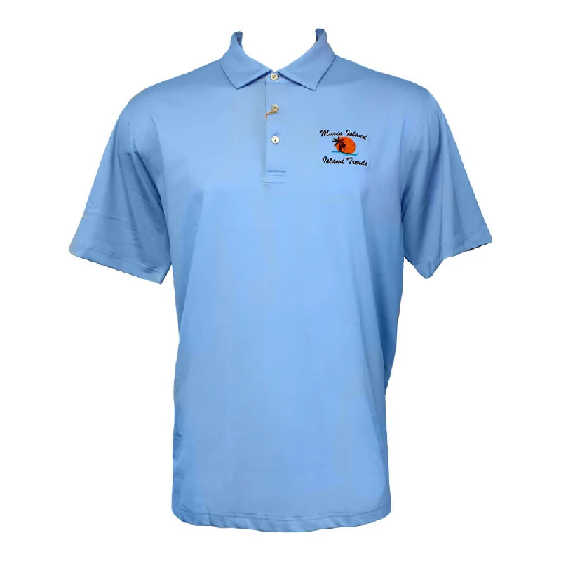 Flash Deal Peter Millar Marco Island Sunshine Solid Performance Jersey Sean Self Collar Polo Shirt - Cottage Blue