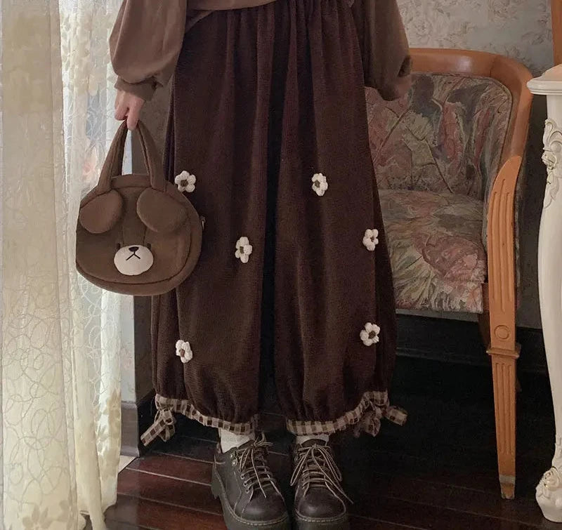 Weekend Shopping Extravaganza Corduroy Flower Wide Leg Pants