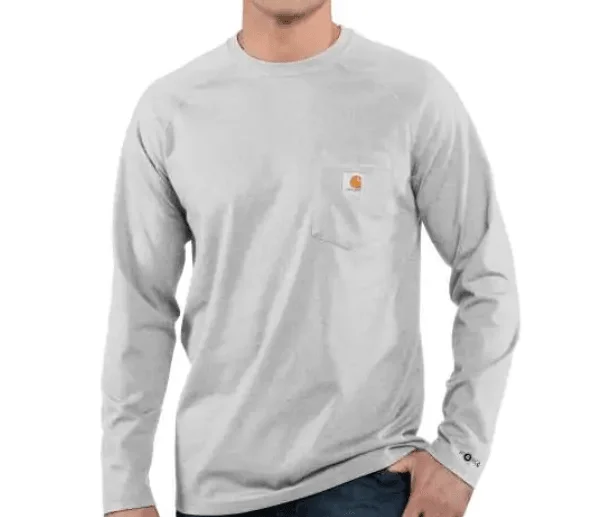 Men'S Force Cotton Delmont Long Sleeve T-Shirt (Heather Grey)