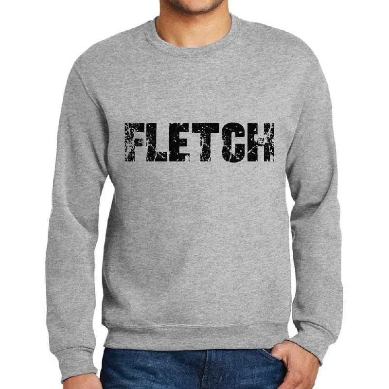 Men's Printed Graphic Sweatshirt Popular Words FLETCH Grey Marl