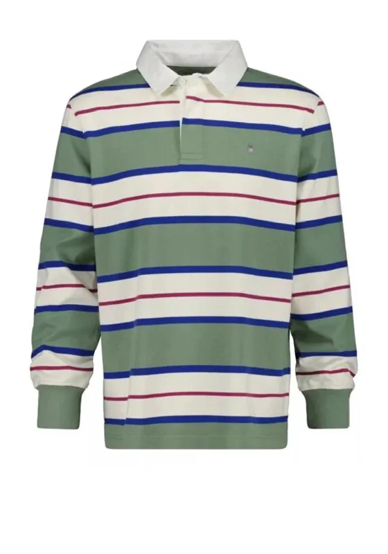 Make Your Weekend Count with Savings Gant Multi Stripe Heavy Rugger Polo Shirt, Dry Green Make Your Weekend Count with Savings Gant Multi Stripe Heavy Rugger Polo Shirt, Dry Green