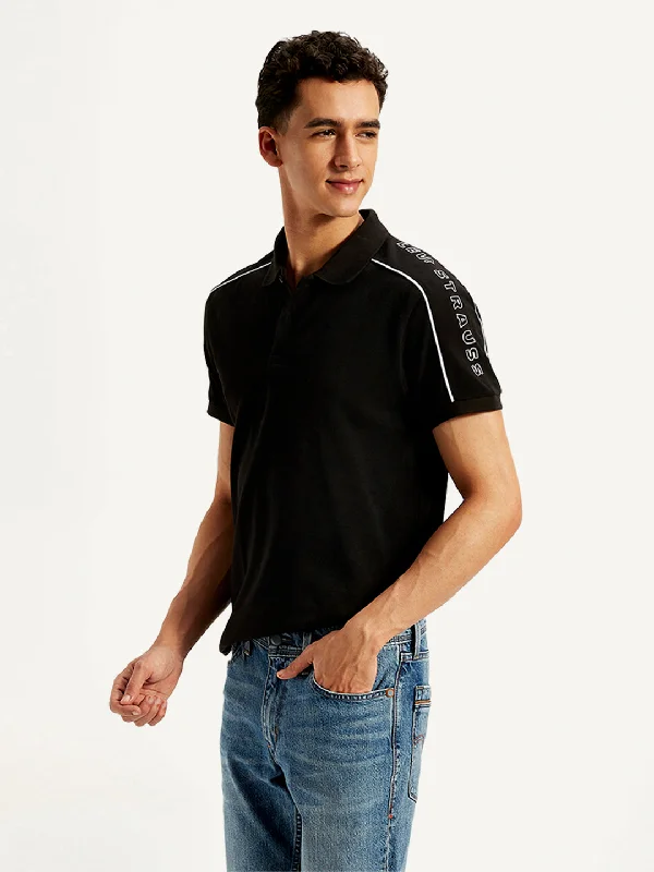 Deep Discounts Men's Typographic Print Slim Fit Polo T-Shirt