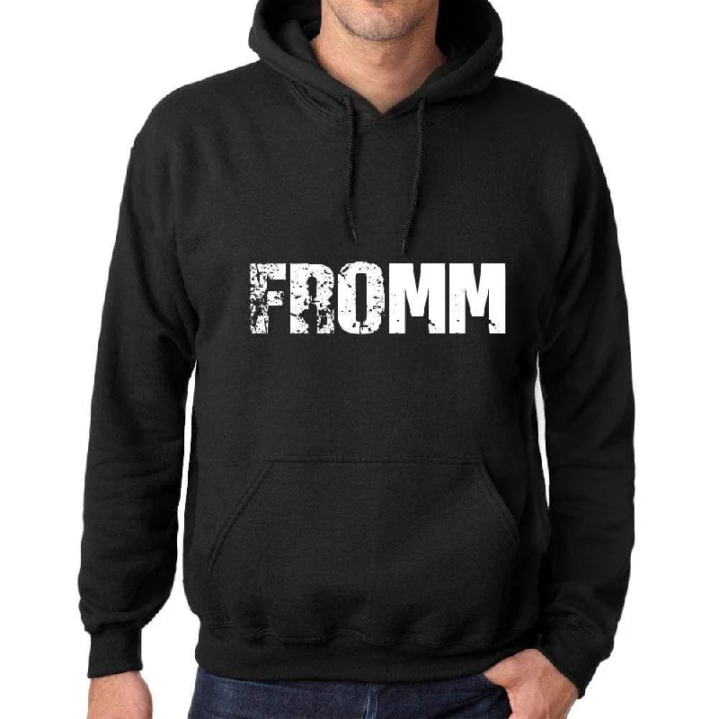 Men's Women's Unisex Printed Graphic Cotton Hoodie Soft Heavyweight Hooded Sweatshirt Pullover Popular Words FROMM Deep Black