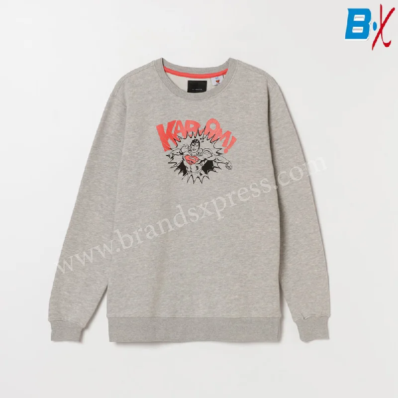 Act Now LFT SuperMan Print Grey Fleece Sweatshirt 10042