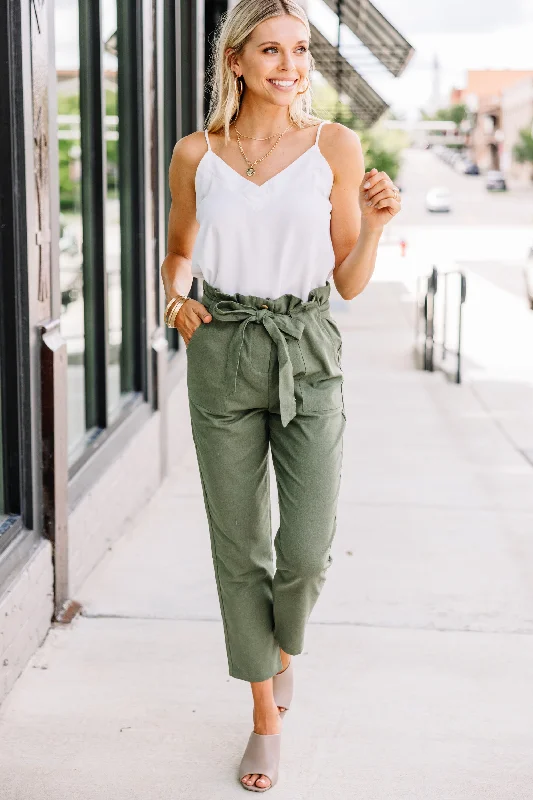 Value Deals I'll Be Waiting Olive Green Paperbag Pants