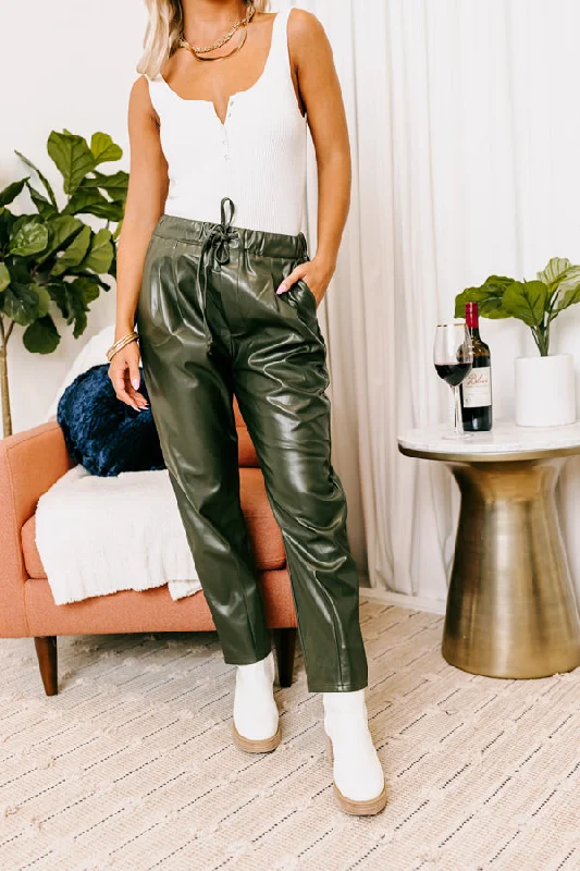 Weekend Bargains Await You Austin Nights Faux Leather Pants In Army Green