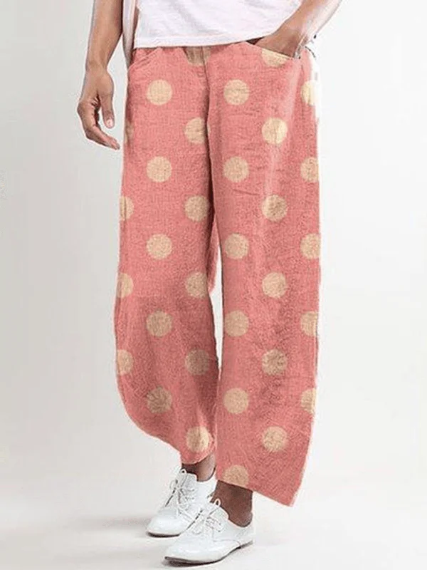 Exclusive Offer Women Casual Polka Dot Print Pocket Pants
