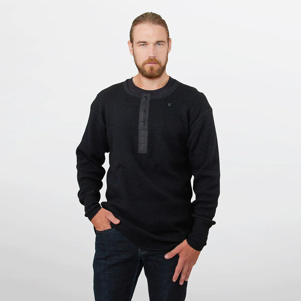 Stanfields Heritage Heavy Weight Wool Henley #1328 552  black