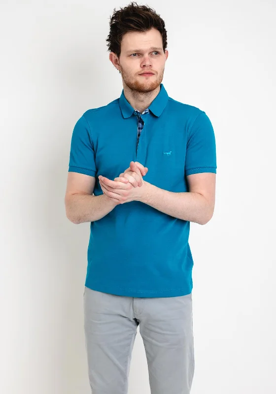 Weekend Offers That Sizzle StilPark Contrast Placket Polo Shirt, Ocean Blue