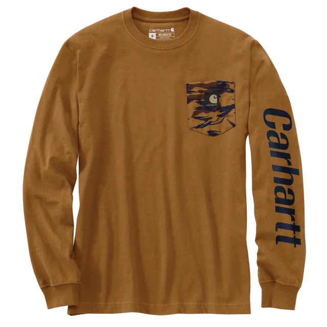 Relaxed Fit Heavyweight Long-Sleeve Pocket Camo Graphic T-Shirt - Carhartt Brown