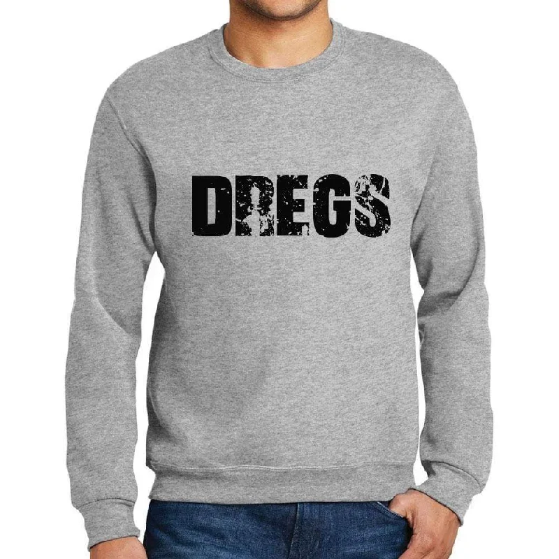 Overstock Clearance Men's Printed Graphic Sweatshirt Popular Words DREGS Grey Marl