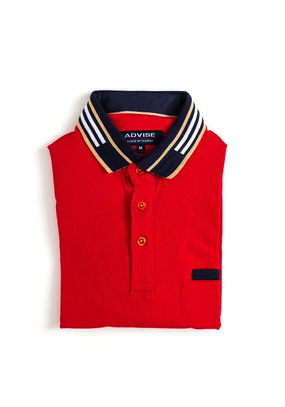 Mega Sale Advise Contrast Trim Polo Shirt, Red