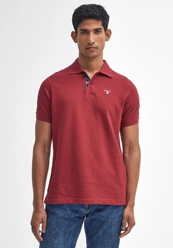 Reduced Price Barbour Men's Tartan Contrast Pique Polo Shirt, Highland Red
