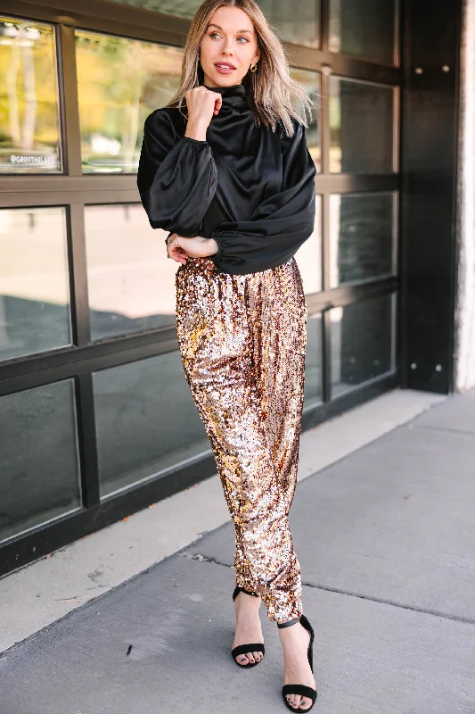 Weekend Discounts to Delight Living On Love Copper Sequin Joggers
