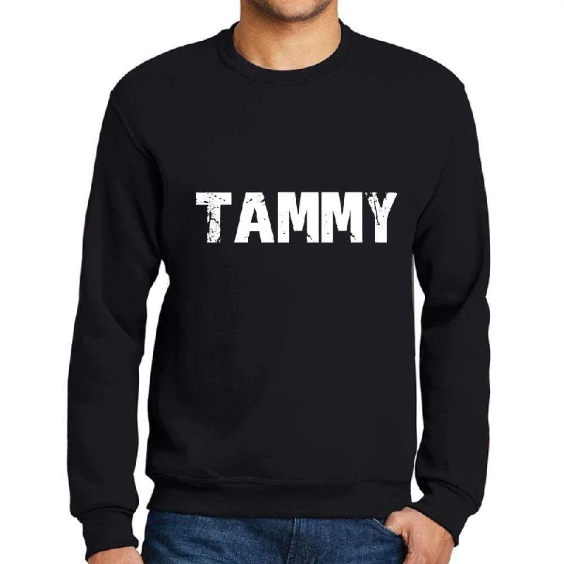 Last Chance Men's Printed Graphic Sweatshirt Popular Words TAMMY Deep Black