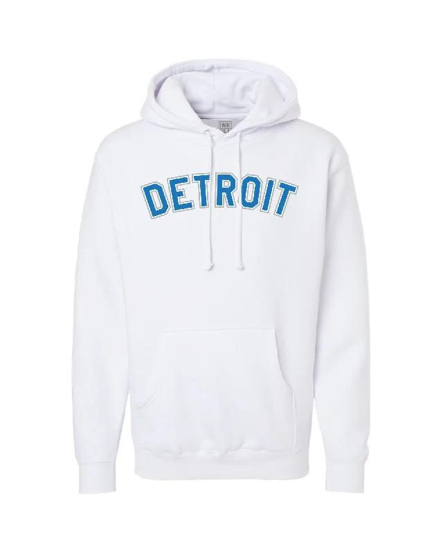 Special Offer Ink Detroit -  Honolulu blue and silver print on White Hoodie