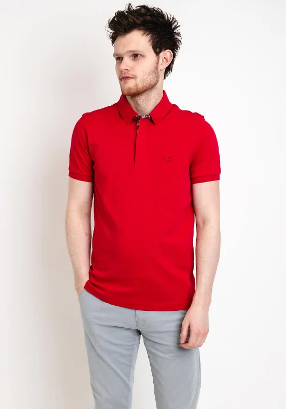 Weekend Bargains to Savor StilPark Contrast Placket Polo Shirt, Rouge Red