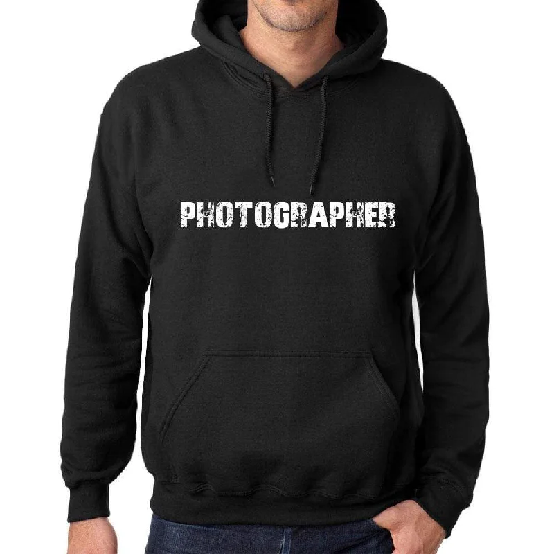 Men's Women's Unisex Printed Graphic Cotton Hoodie Soft Heavyweight Hooded Sweatshirt Pullover Popular Words PHOTOGRAPHER Deep Black