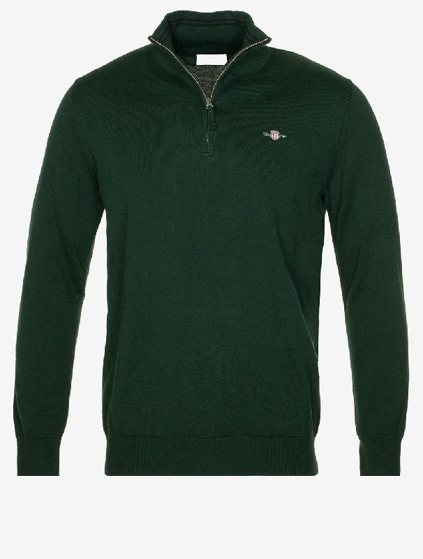 Classic Cotton Half Zip Tartan Green