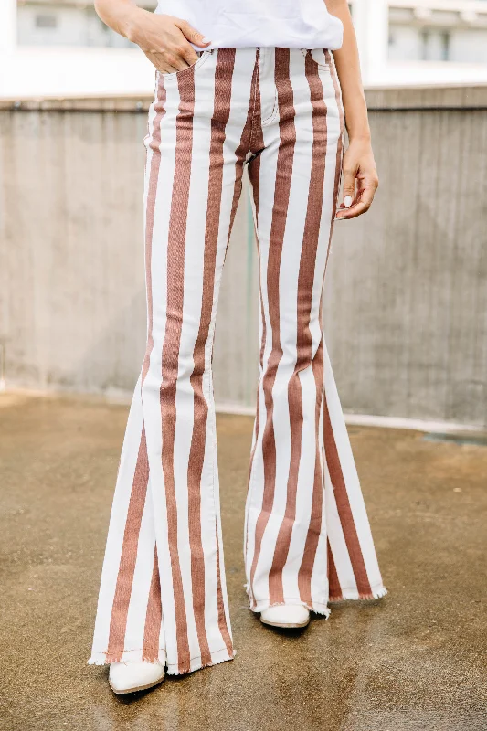 Weekend Deals That Thrill Until Next Time Rust Orange Striped flare Jeans