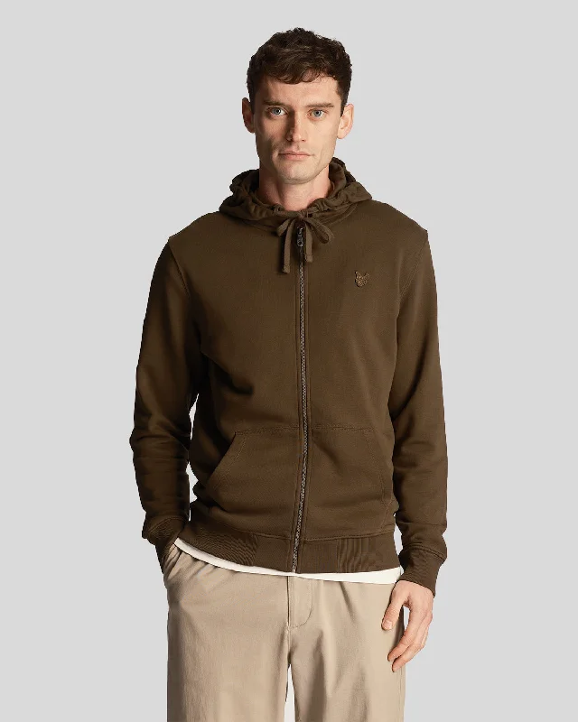 Tonal Eagle Zip Through Hoodie