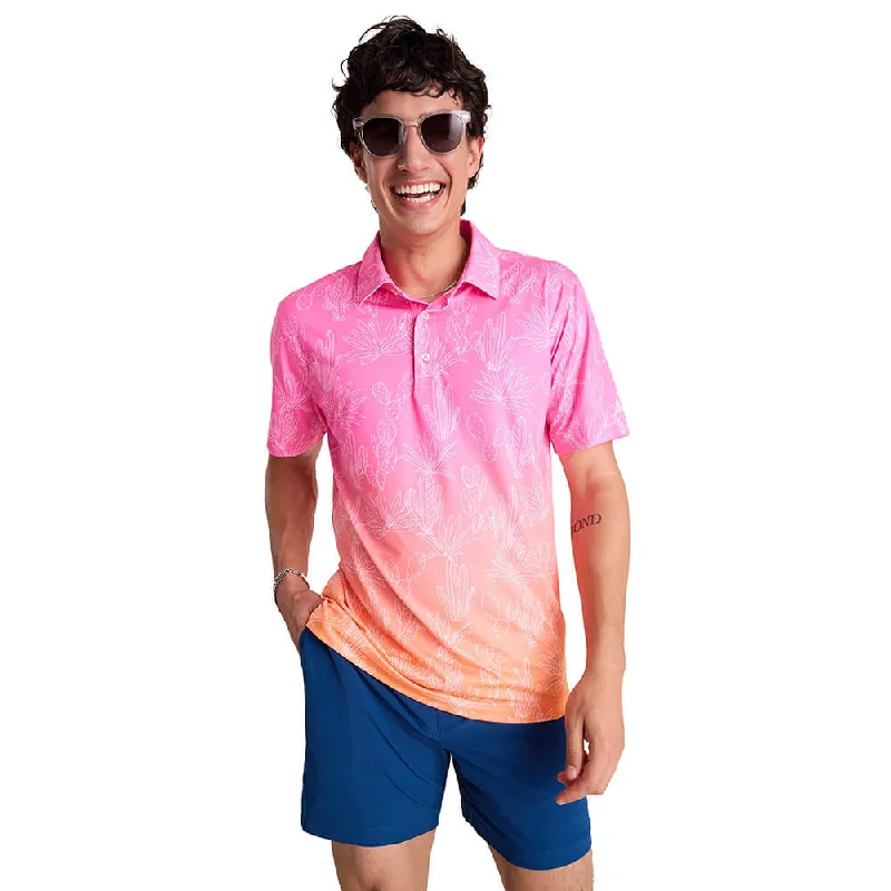 Value Deals Chubbies The Sunset Succulent Performance Polo Shirt - Bright Pink